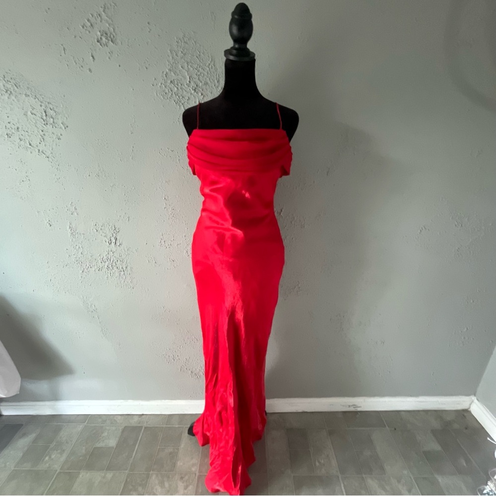 Vintage Eureka USA Red Satin Gown Small
